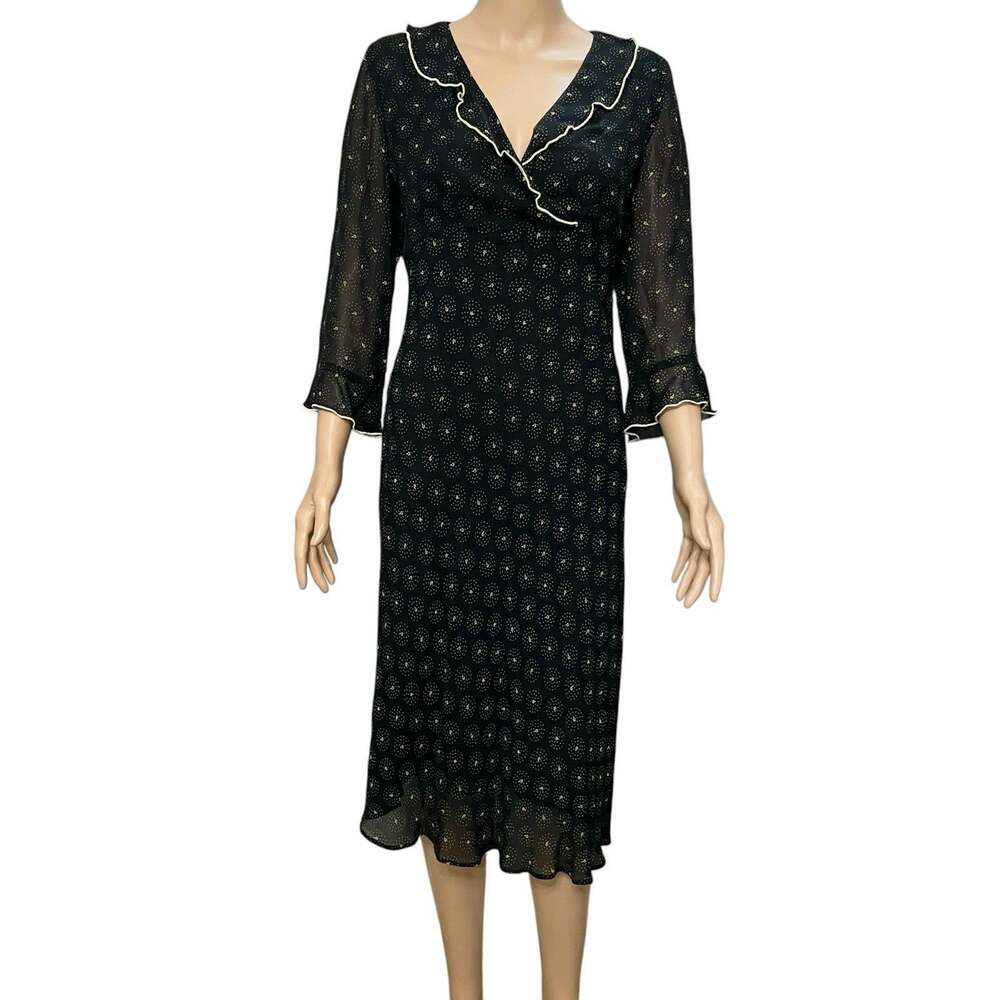 90s VTG J Jill Floral Midi Dress 4 Bell Sleeve Whimsigoth Witchy Empire Waist